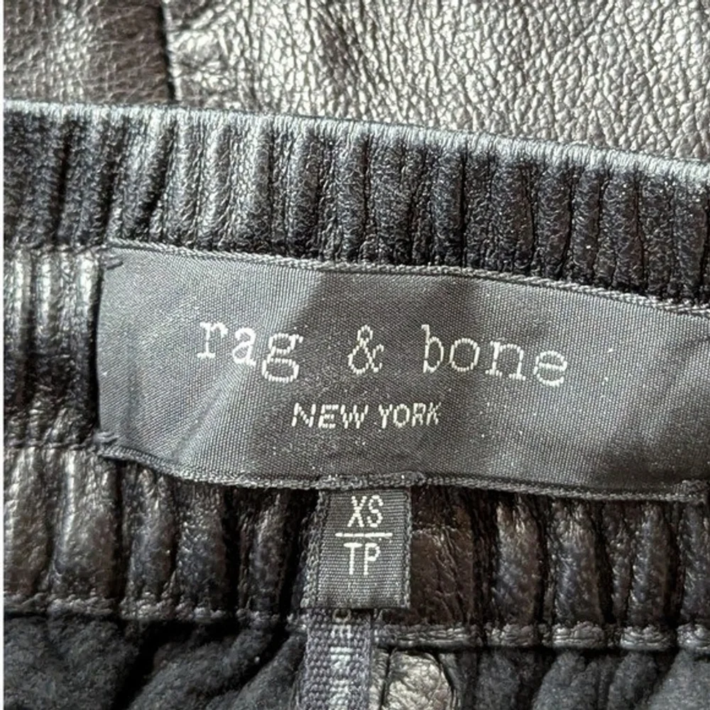Rag & Bone Black Lambskin Leather Drawstring Pants Size XS